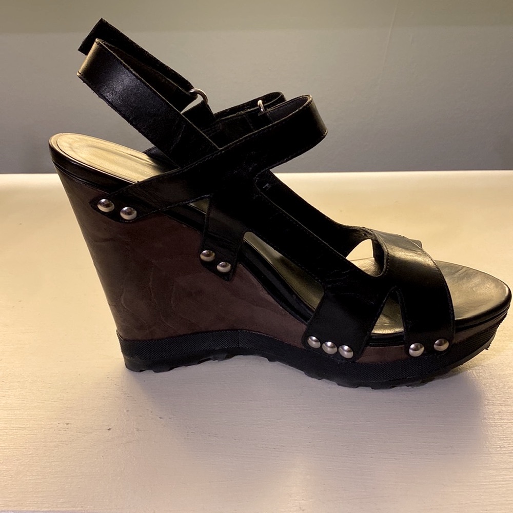 Stuart Weitzman black calf wedge. Worn once.